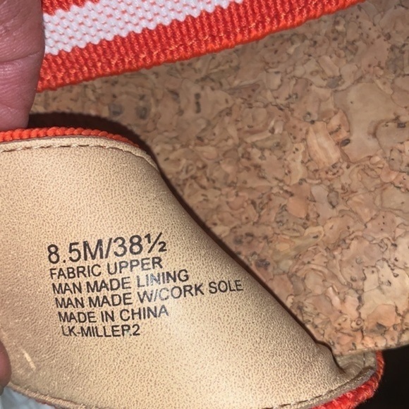 Lucky Brand Miller 2 Ladies Sandal Cork Wedge Heel Orange and White Size 8.5 - Picture 8 of 11